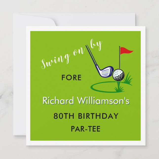 80th Birthday Party Men's Golf Theme Invitation (Front)