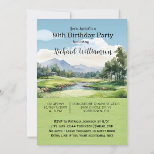 80th Birthday Party Men's Golf Theme Party   Invitation