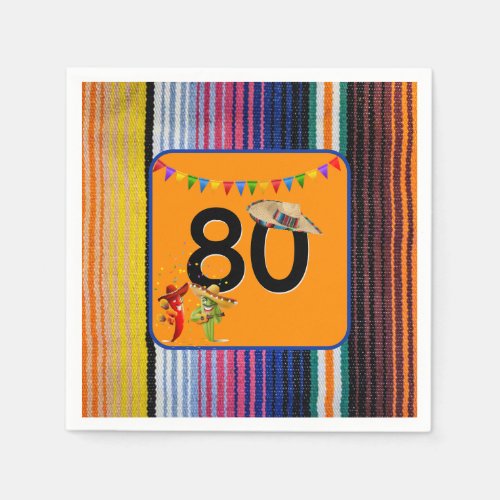 80th Birthday Party Mexican Design Napkins