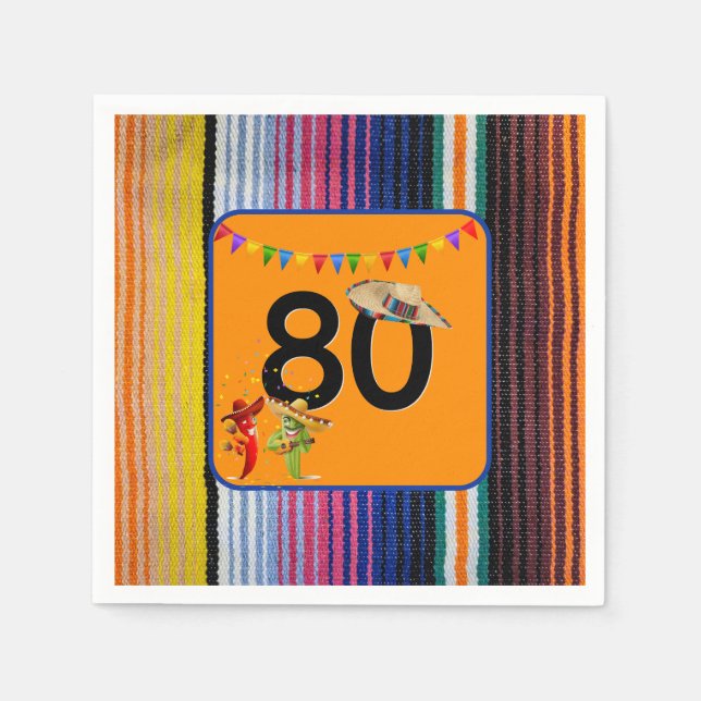 80th Birthday Party Mexican Design Napkins (Front)