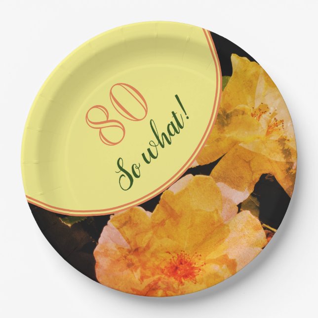 80th Birthday Party Motivational Roses Paper Plates (Front)