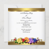 80th Birthday Party Multi Color Gold Roses Invitation (Back)