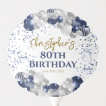80th Birthday Party Navy Balloon<br><div class="desc">A gorgeous 80th birthday party or celebration balloon. This fabulous navy blue and silver balloons design is the perfect tableware to decorate your table for an 80th celebration or eightieth party - or gift to the birthday boy or girl!</div>