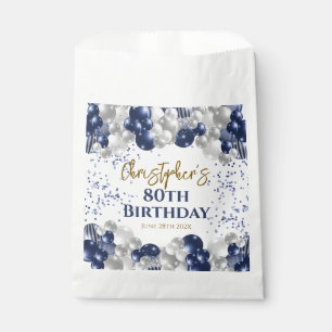 80th Birthday Party Navy Balloons Favor Bag