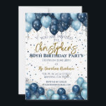 80th Birthday Party Navy Balloons Invitation<br><div class="desc">A gorgeous 80th birthday party or celebration invitation.
A fabulous navy blue and pale blue balloons design with lots of space for your party details - perfect to announce a celebration for an eightieth party. Stylish flat card invitation.</div>