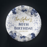 80th Birthday Party Navy Balloons Paper Bowls<br><div class="desc">A gorgeous 80th birthday party or celebration paper bowl. This fabulous navy blue and silver balloons design is the perfect tableware to decorate your table for an 80th celebration or eightieth party.</div>