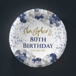 80th Birthday Party Navy Balloons Paper Bowls<br><div class="desc">A gorgeous 80th birthday party or celebration paper bowl. This fabulous navy blue and silver balloons design is the perfect tableware to decorate your table for an 80th celebration or eightieth party.</div>