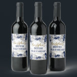 80th Birthday Party Navy Balloons Wine Label<br><div class="desc">A gorgeous 80th birthday party or celebration wine bottle label. This fabulous navy blue and silver balloons design is the perfect bottle label to decorate your wine or drinks bottles for an 80th celebration or eightieth party.</div>