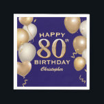 80th Birthday Party Navy Blue and Gold Balloons Napkins<br><div class="desc">80th Birthday Party Navy Blue and Gold Balloons and Confetti Napkin. For further customization,  please click the "Customize it" button and use our design tool to modify this template.</div>