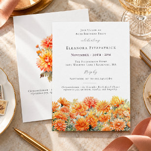 80th Birthday Party November Birth Month Flower Invitation