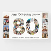 80th Birthday Party Number 80 Photo Collage