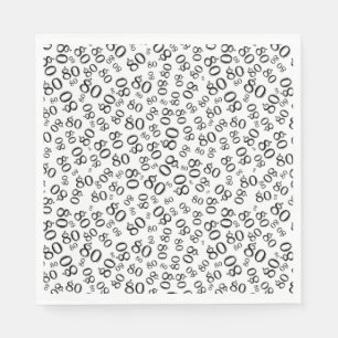 80th Birthday Party Number Pattern Black/White Napkins