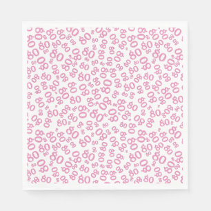 80th Birthday Party Number Pattern Pink/White Napkins