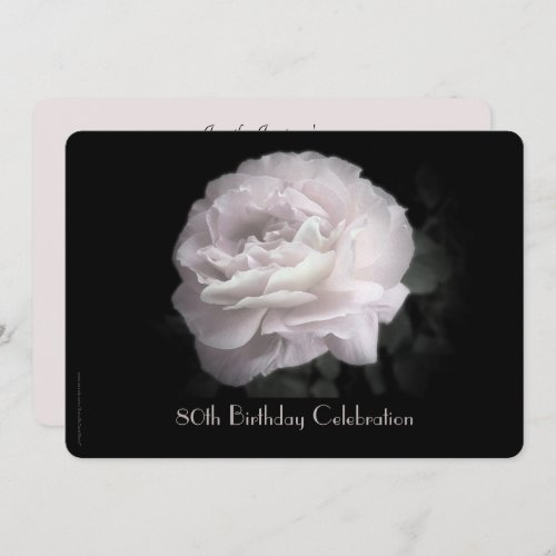 80th Birthday Party Pale Pink Rose Floral Name  Invitation