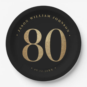 80th Birthday Party Paper Plates