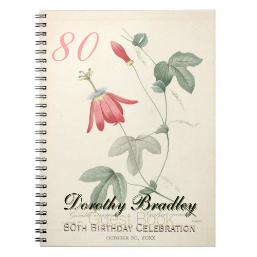 80th Birthday Party Passiflora Custom Guest Book
