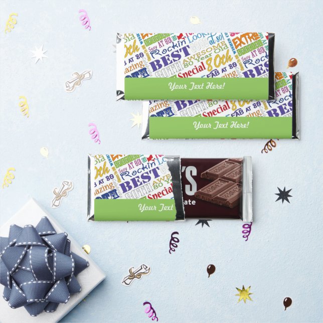 80th Birthday Party Personalized Gifts Hershey Bar Favors (Front)