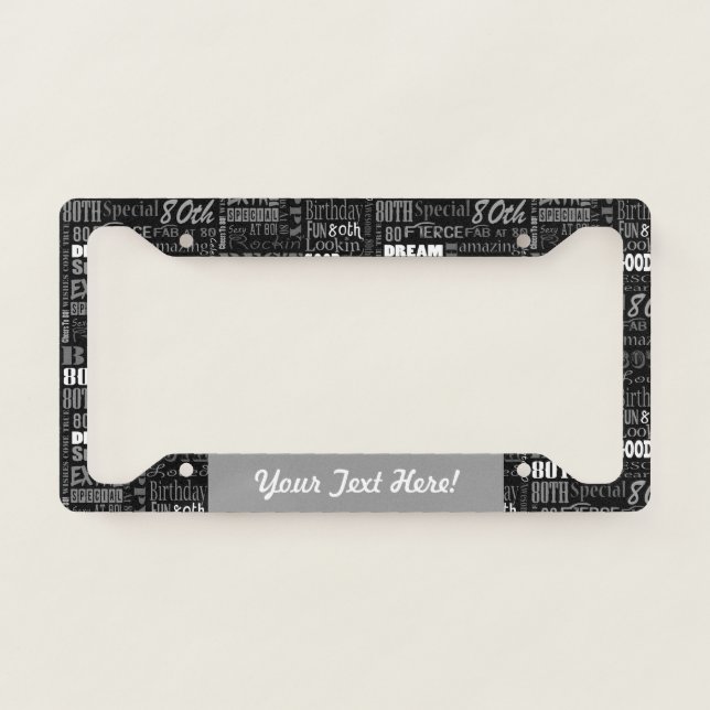 80th Birthday Party Personalized Gifts License Plate Frame (Front)