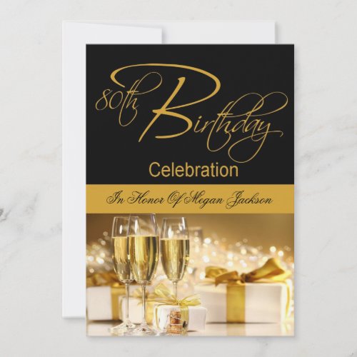 80th Birthday Party Personalized Invitation