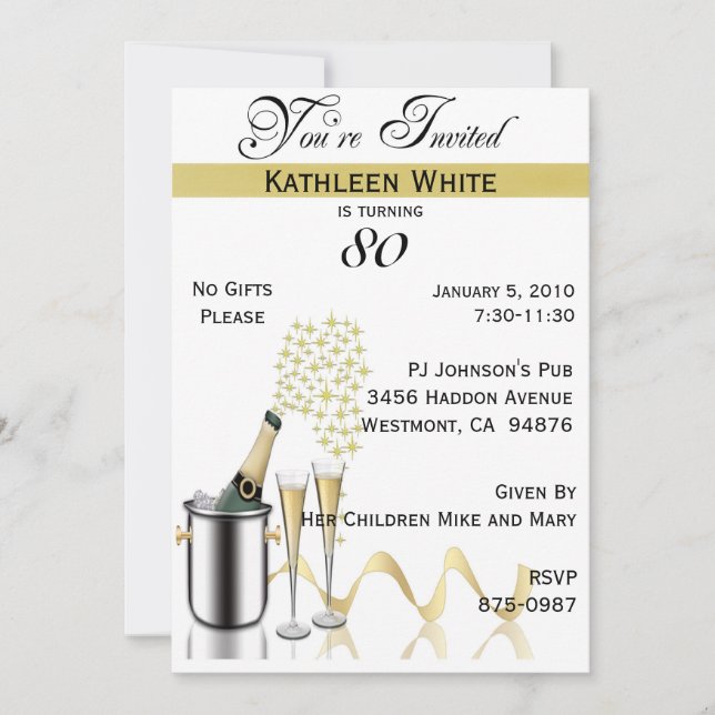 80th Birthday Party Personalized Invitation (Front)