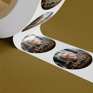 80th Birthday Party Photo Cheers Classic Round Sticker