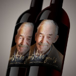 80th Birthday Party Photo Cheers Wine Label<br><div class="desc">This custom 80th birthday wine label features the guest of honor's personalized photo,  name,  and birthday,  along with the words "cheers to 80 years" in modern gold-colored handwriting script. A dark screen helps make the text pop. A great way to celebrate someone who's turning eighty!</div>