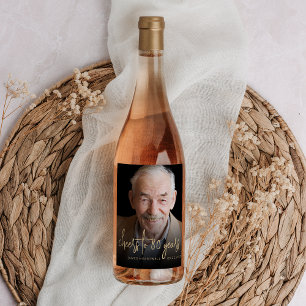 80th Birthday Party Photo Cheers Wine Label