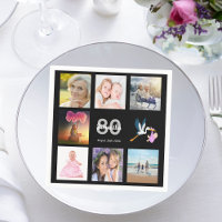 80th birthday party photo collage black