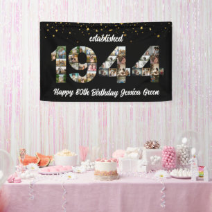 80th Birthday party Photo Collage Established 1944 Banner