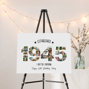 80th Birthday party Photo Collage Established 1945 Foam Board