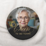 80th Birthday Party Photo Gold Script Cheers  Paper Plates<br><div class="desc">Celebrate an 80th birthday in style with these elegant photo gold script "Cheers" paper plates. Featuring a personalized photo and a gold script design,  these plates add a touch of sophistication to your celebration. Perfect for serving appetizers or desserts at an unforgettable milestone event.</div>