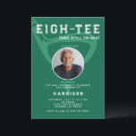 80th Birthday Party Photo Modern Golf Green Invitation<br><div class="desc">Celebrate in style with this golf-themed milestone birthday invitation, featuring the clever pun "Eigh-Tee (and still on par)" for a fun and sporty touch. Set against a vibrant green background, this design showcases a bold golf club and tee illustration, with a customizable photo of the birthday honoree inside the golf...</div>