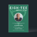 80th Birthday Party Photo Modern Golf Green Invitation<br><div class="desc">Celebrate in style with this golf-themed milestone birthday invitation, featuring the clever pun "Eigh-Tee (and still on par)" for a fun and sporty touch. Set against a vibrant green background, this design showcases a bold golf club and tee illustration, with a customizable photo of the birthday honoree inside the golf...</div>