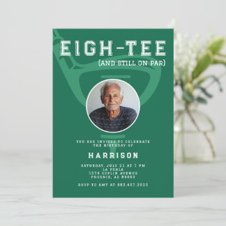 80th Birthday Party Photo Modern Golf Green Invitation