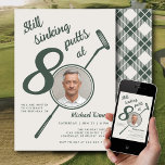 80th Birthday Party Photo Modern Golf Putter Green Invitation<br><div class="desc">Celebrate eighty years of great swings and good company with this modern golf-themed 80th birthday invitation. Featuring the playful “Still Sinking Putts” design on the front and a classic green plaid pattern on the back, it blends golf humor with a timeless, masculine style. Clean typography, rich green tones, and a...</div>