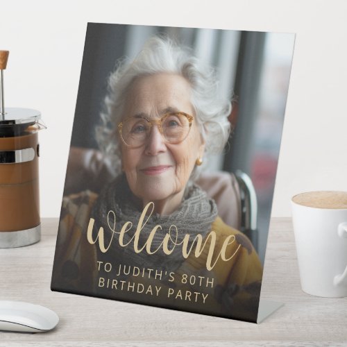 80th Birthday Party Photo Welcome Pedestal Sign