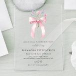 80th Birthday Party Pink Coquette Bow Wildflower Acrylic Invitations<br><div class="desc">A feminine pink coquette bow is decorated with small pink and purple wildflowers.</div>