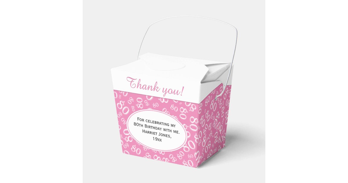 80th Birthday Party Pink White Number Pattern Favor Box Zazzle Com