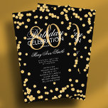 80th Birthday Party Program Gold Glitter w/ Menu Flyer<br><div class="desc">Elegant "Birthday Party Program" design with Glitter Confetti in Gold & Black w/ custom text.</div>
