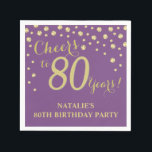 80th Birthday Party Purple and Gold Diamond Napkins<br><div class="desc">80th Birthday Party Invitation with Purple and Gold Glitter Diamond Background. Gold Confetti. Adult Birthday. Man or Woman Birthday. For further customization,  please click the "Customize it" button and use our design tool to modify this template.</div>