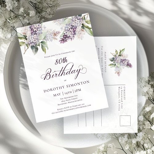 80th Birthday Party Purple Spring Lilac Flower