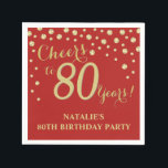 80th Birthday Party Red and Gold Diamond Napkins<br><div class="desc">80th Birthday Party Invitation with Red and Gold Glitter Diamond Background. Gold Confetti. Adult Birthday. Man or Woman Birthday. For further customization,  please click the "Customize it" button and use our design tool to modify this template.</div>
