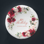 80th Birthday Party Red Pink Floral Custom Paper Bowls<br><div class="desc">Pretty red roses and blush pink peonies decorate this 80th birthday party custom paper bowl. Two lovely floral arrangements decorate the sides. Elegant calligraphy spells out 80th birthday, The birthday celebrant's name is below. This item is part of the Red Rose and Pink Peony collection. It contains professional designed invitation...</div>