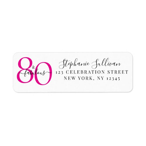 80th Birthday Party Return Address Label