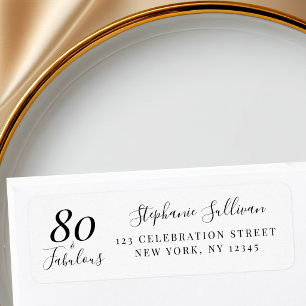 80th Birthday Party Return Address Label