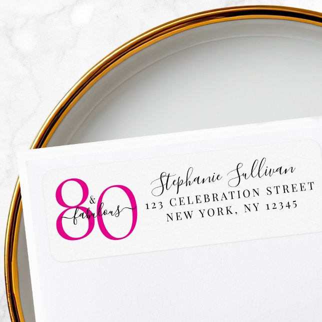 80th Birthday Party Return Address Label (Creator Uploaded)