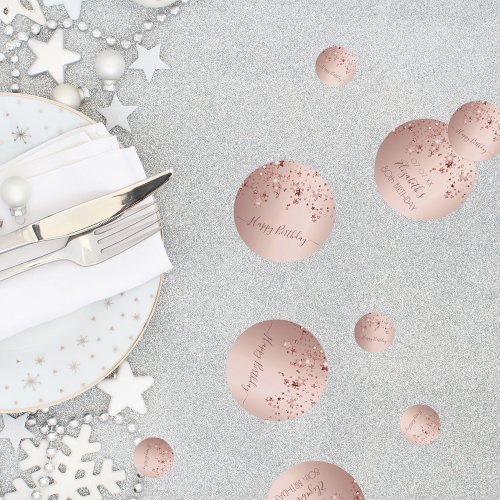 80th birthday party rose gold pink stars glam confetti