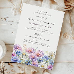 80th Birthday Party September Birth Month Flower Invitation
