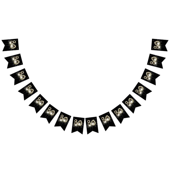 80th Birthday Party Sparklers Bunting Flags (All)