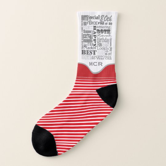 80th Birthday Party Special Personalized Monogram Socks | Zazzle.com